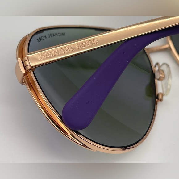 Michael Kors Rose Gold Purple Mirror Aviator Sunglasses - Picture 8 of 14